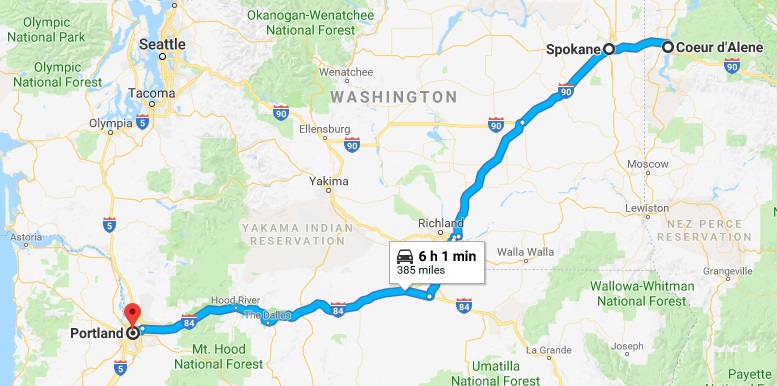 coeur dalene to portland