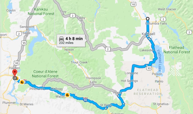 whitefish to coeur dalene