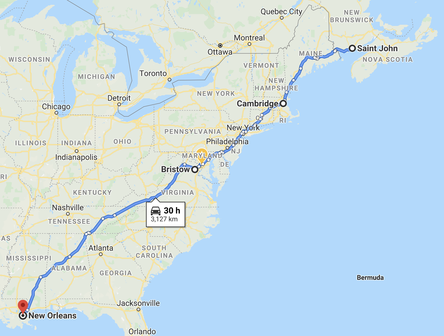 saint john to new orleans
